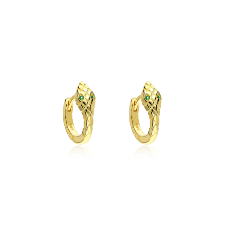 Aros Plata ley baño oro 18k y circonitas "Slytherin"