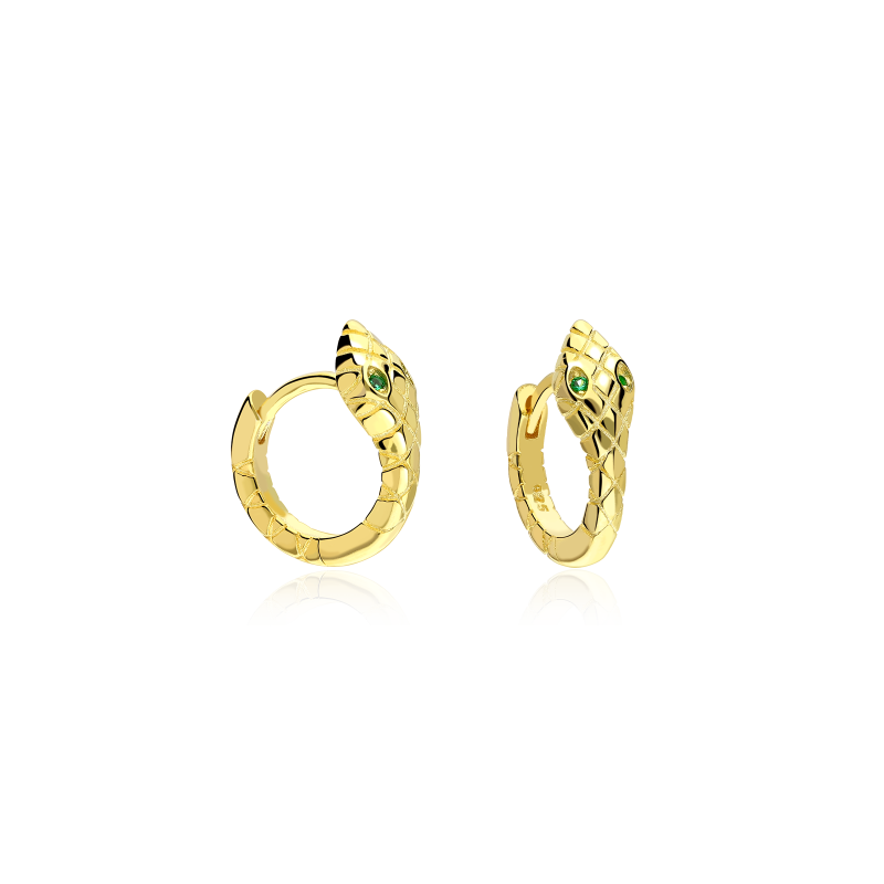 Aros Plata ley baño oro 18k y circonitas "Slytherin"