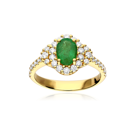 Anillo Oro 18k, esmeralda y diamantes 0.69cts "Basset"