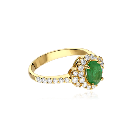 Anillo Oro 18k, esmeralda y diamantes 0.69cts "Basset"