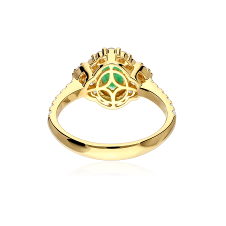 Anillo Oro 18k, esmeralda y diamantes 0.69cts "Basset"