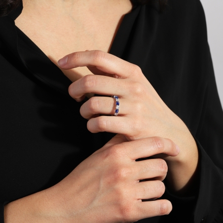 Anillo Oro 18k, zafiros y diamantes 0.61cts "Whitenner"