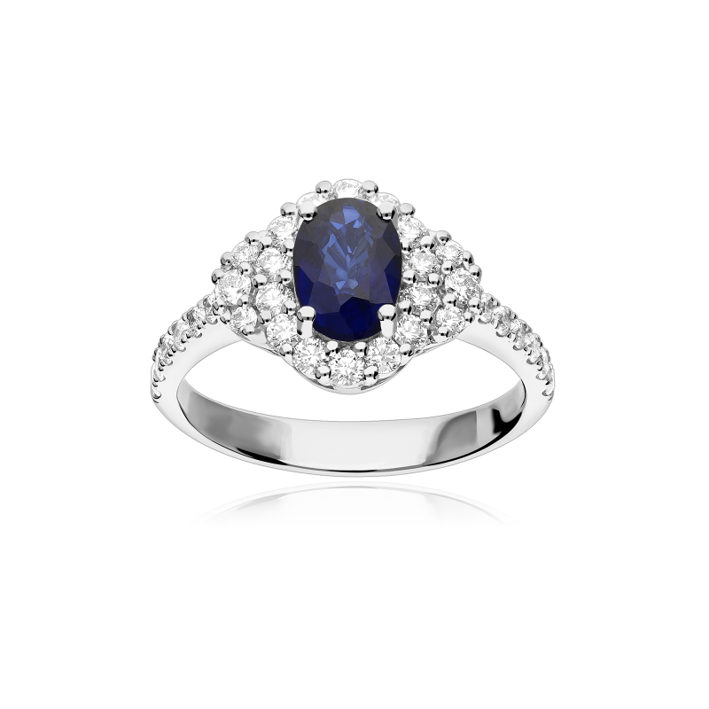 Anillo Oro 18k, zafiro y diamantes 0.62cts "Basset"