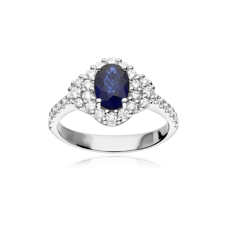 Anillo Oro 18k, zafiro y diamantes 0.62cts "Basset"