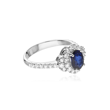 Anillo Oro 18k, zafiro y diamantes 0.62cts "Basset"