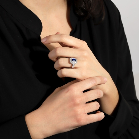 Anillo Oro 18k, zafiro y diamantes 1.05cts "Confleur"