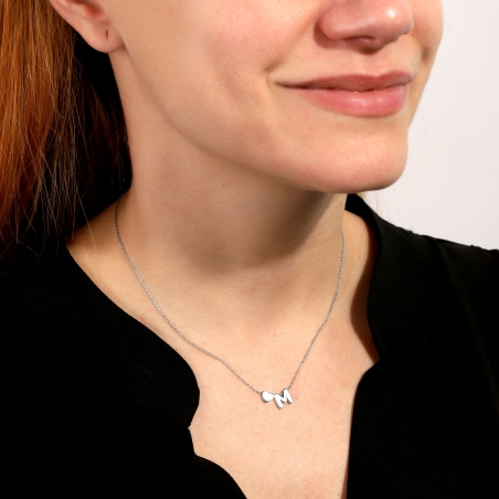 Gargantilla personalizable Plata Inicial y corazón "Miles"