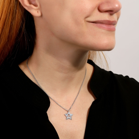 Gargantilla personalizable Plata primera ley y estrella "Norah"