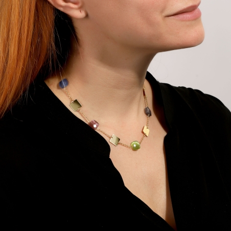 Gargantilla Plata baño Oro 18k y gemas "Schiffer"