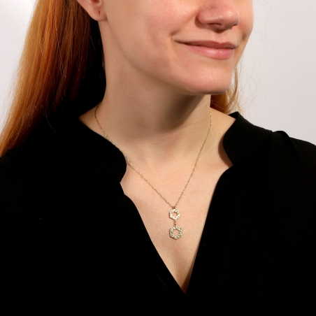 Gargantilla Plata ley con baño Oro 18k "Goru"