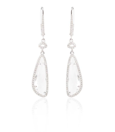 Pendientes "Crystal" Largos con Diamantes y Topacio Blanco