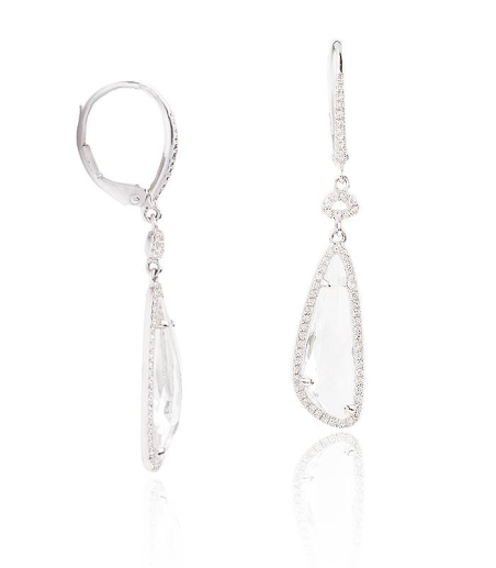 Pendientes "Crystal" Largos con Diamantes y Topacio Blanco