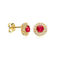 Pendientes Oro 18k, rubíes y circonitas "Rousel"