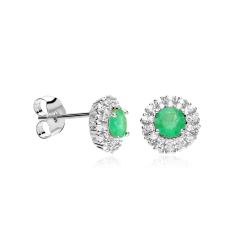 Pendientes Oro 18k, esmeralda y circonitas "Rousel"