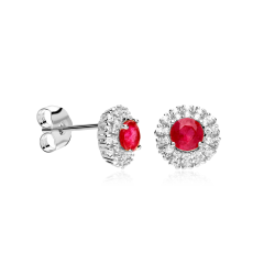 Pendientes Oro 18k, rubíes y circonitas "Rousel"