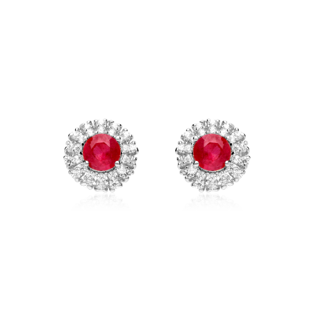 Pendientes Oro 18k, rubíes y circonitas "Rousel"