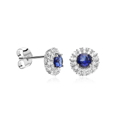 Pendientes Oro 18k, zafiro y circonitas "Rousel"