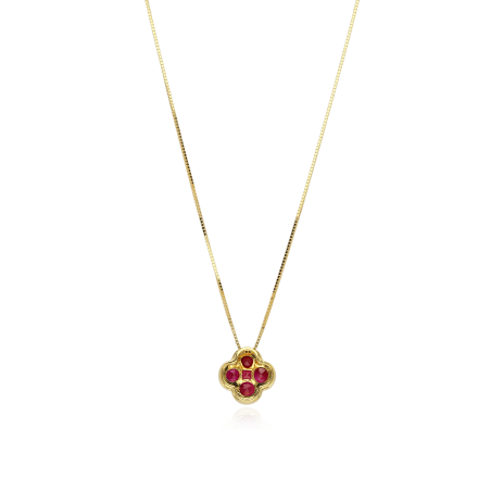 Gargantilla Oro 18k, rubíes y diamantes 0.08cts "Vann"