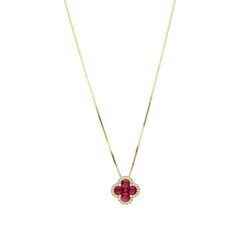Gargantilla Oro 18k, rubíes y diamantes 0.08cts "Vann"