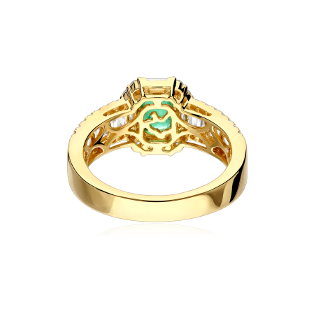 Anillo Oro 18k, esmeralda y diamantes 0.97cts "Donfleur"