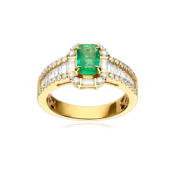 Anillo Oro 18k, esmeralda y diamantes 0.97cts "Donfleur"