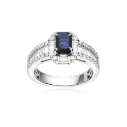 Anillo Oro 18k, zafiro y diamantes 0.96cts "Donfleur"