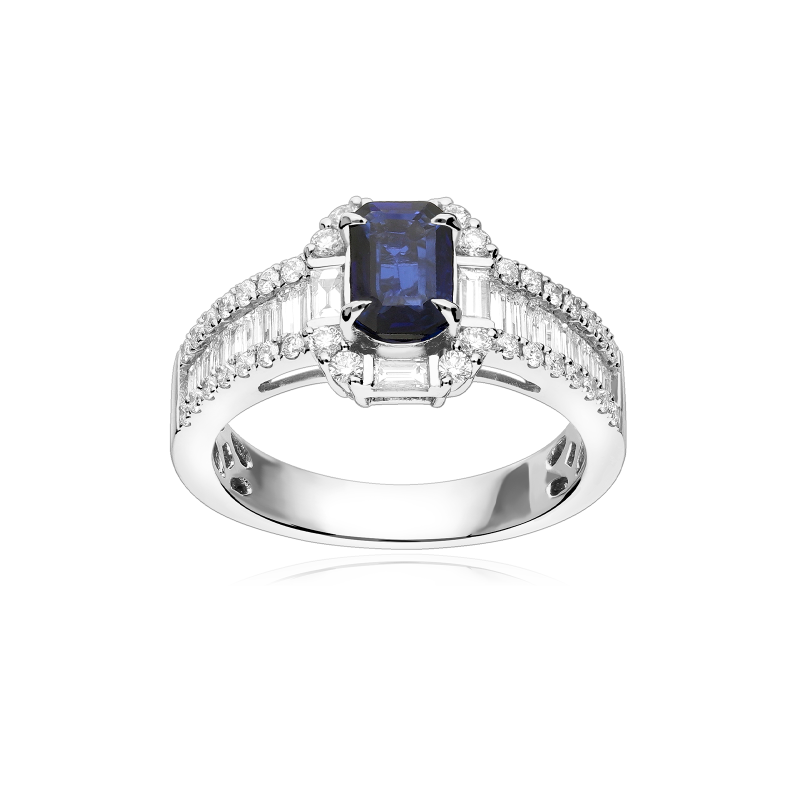 Anillo Oro 18k, zafiro y diamantes 0.96cts "Donfleur"