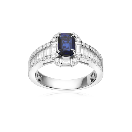 Anillo Oro 18k, zafiro y diamantes 0.96cts "Donfleur"