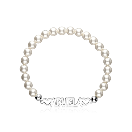 Pulsera personalizable Plata ley y perlas "Minerva"