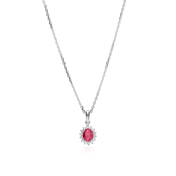 Gargantilla Oro 18k, rubí y diamantes 0.11cts "Dree"