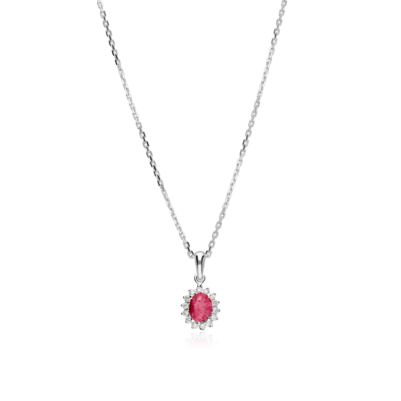 Gargantilla Oro 18k, rubí y diamantes 0.11cts "Dree"