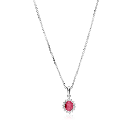 Gargantilla Oro 18k, rubí y diamantes 0.11cts "Dree"