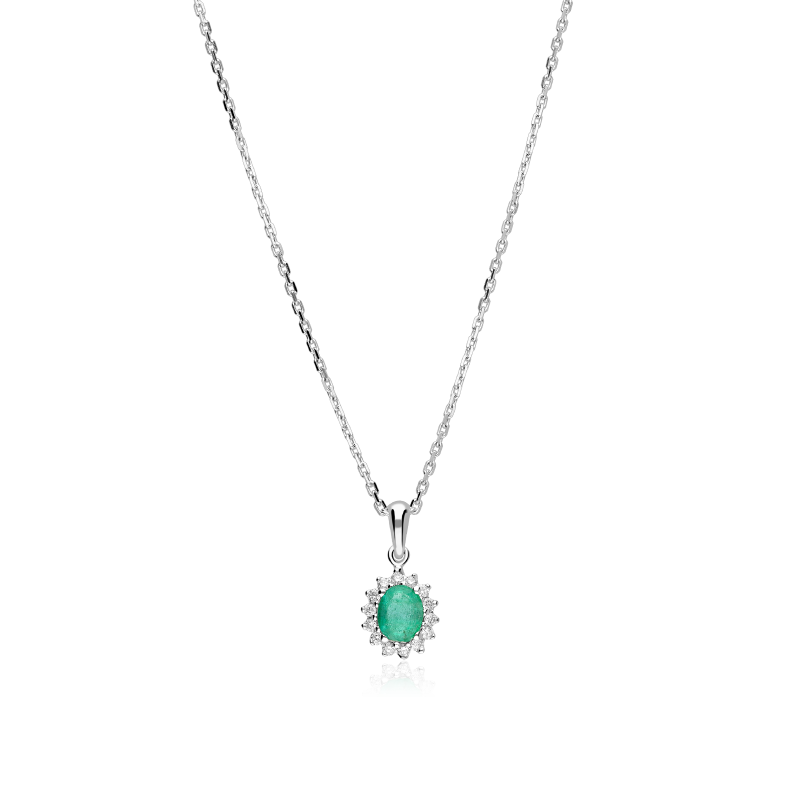Gargantilla Oro 18k, esmeralda y diamantes 0.12cts "Dree"