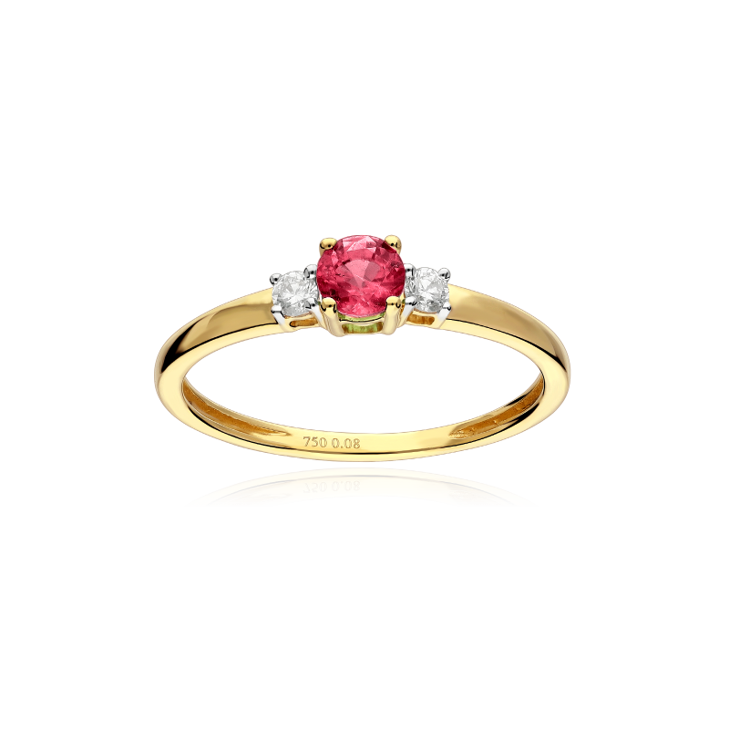 Anillo Oro 18k, rubi y diamantes 0.09cts "Moss"
