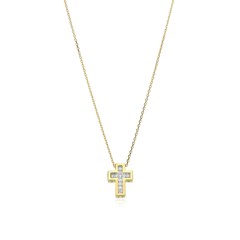 Gargantilla Cruz Oro 18k y Diamantes 0.04cts "Breisach"