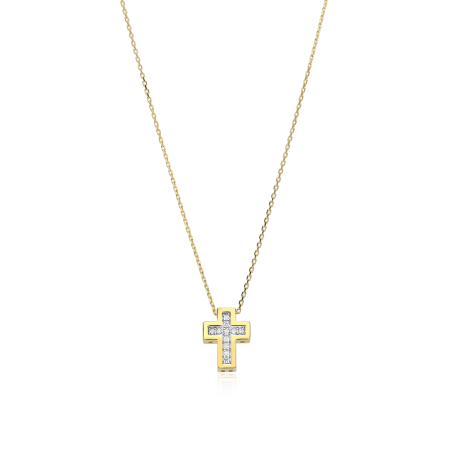 Gargantilla Cruz Oro 18k y Diamantes 0.04cts "Breisach"