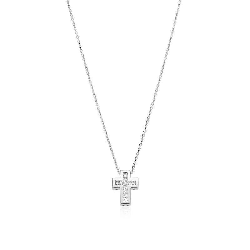 Gargantilla Cruz Oro 18k y Diamantes 0.04cts "Breisach"