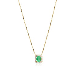 Gargantilla Oro 18k, esmeralda y diamantes 0.11cts "Doublé"