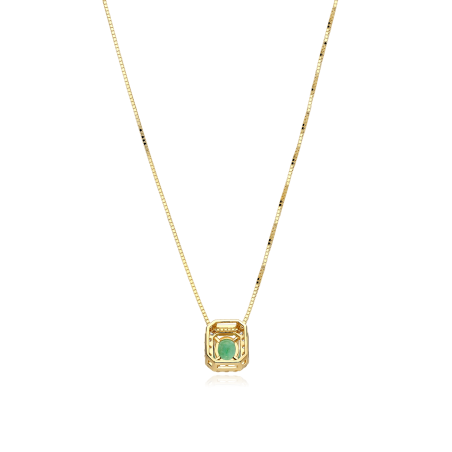 Gargantilla Oro 18k, esmeralda y diamantes 0.11cts "Doublé"