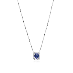 Gargantilla Oro 18k, zafiro y diamantes 0.11cts "Doublé"