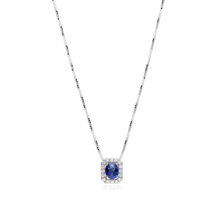 Gargantilla Oro 18k, zafiro y diamantes 0.11cts "Doublé"