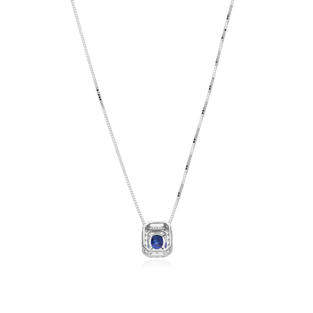 Gargantilla Oro 18k, zafiro y diamantes 0.11cts "Doublé"