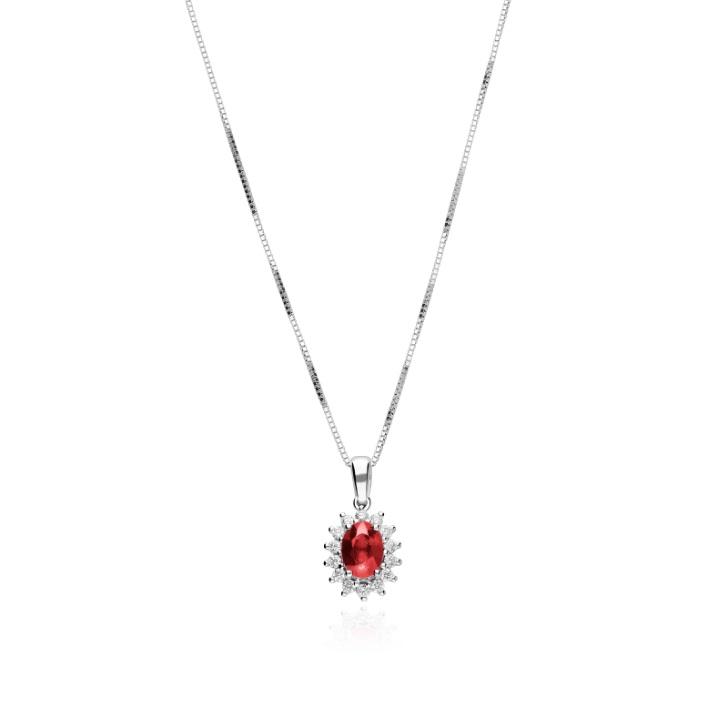 Gargantilla Oro 18k, rubíes y diamantes 0.15cts "Dree"