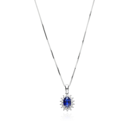 Gargantilla Oro 18k, zafiro y diamantes 0.15cts "Dree"