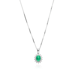 Gargantilla Oro 18k, esmeralda y diamantes 0.15cts "Dree"