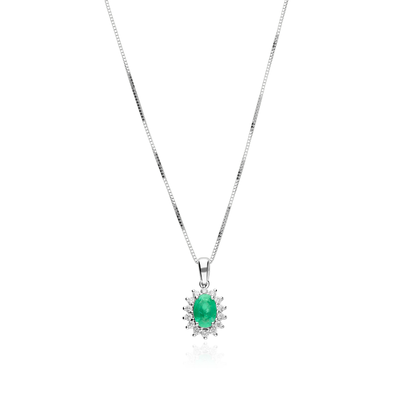 Gargantilla Oro 18k, esmeralda y diamantes 0.15cts "Dree"