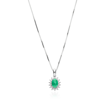 Gargantilla Oro 18k, esmeralda y diamantes 0.15cts "Dree"