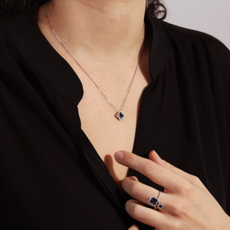 Gargantilla Oro 18k, zafiros y diamantes 0.08cts "Vann"