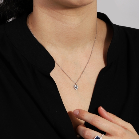 Gargantilla Plata primera ley y circonitas "Mi hoja"