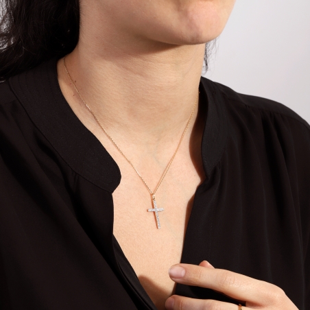 Gargantilla Oro 18k y cruz diamantes 0.09cts "Oture"